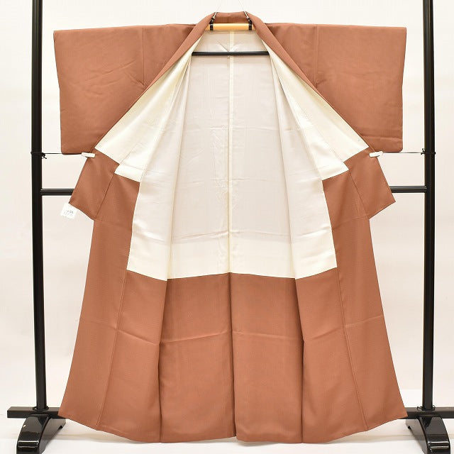 Vintage Japanese Kimono | Edo Komon | Brown Silk Crepe | Masu-suji Stripe | Petite Size S | Sustainable | ss1080b