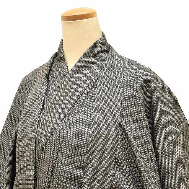 Vintage Japanese Kimono | Men's Oshima Tsumugi Ensemble Set | Brown Silk | Tortoiseshell Kasuri | Unused | Size LL | Sustainable | ss1082b