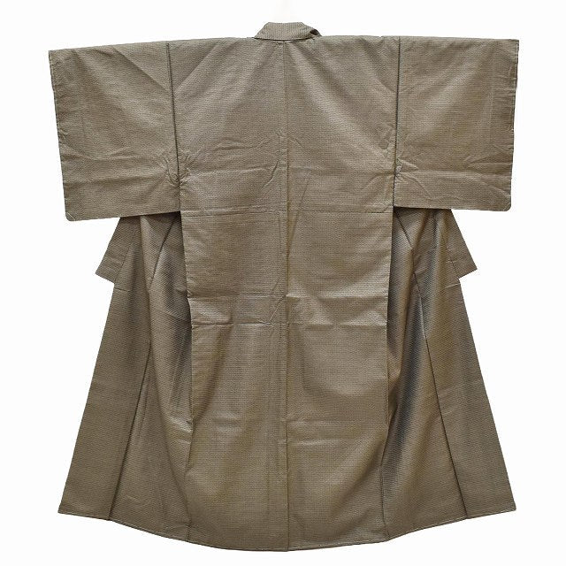 Vintage Japanese Kimono | Men's Oshima Tsumugi Ensemble Set | Brown Silk | Tortoiseshell Kasuri | Unused | Size LL | Sustainable | ss1082b