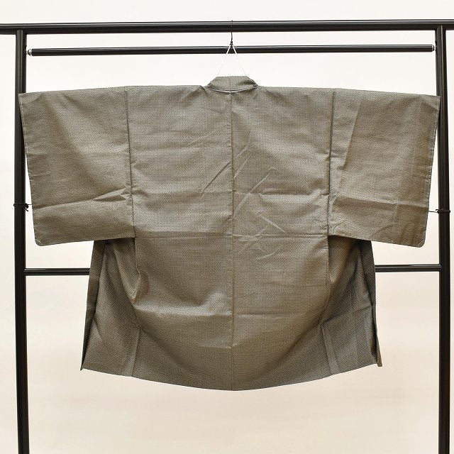 Vintage Japanese Kimono | Men's Oshima Tsumugi Ensemble Set | Brown Silk | Tortoiseshell Kasuri | Unused | Size LL | Sustainable | ss1082b