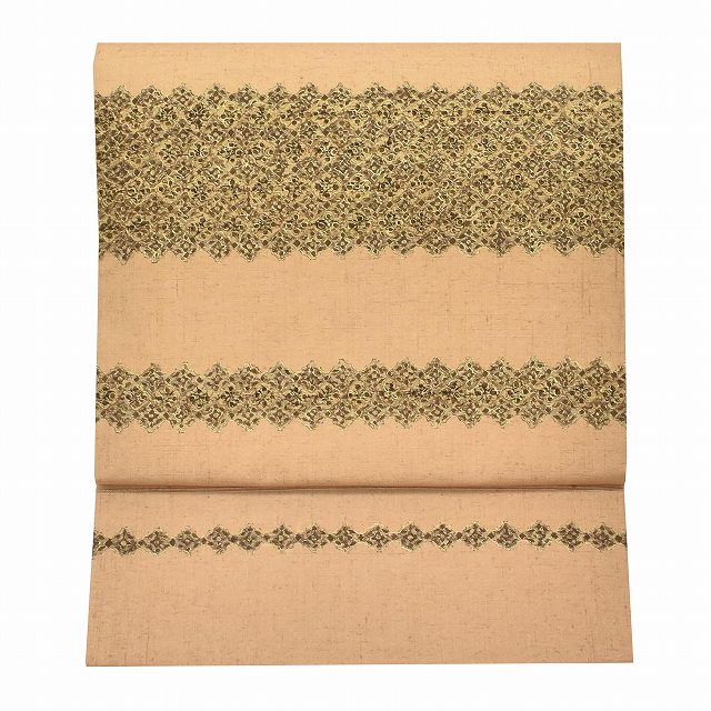Vintage Japanese Obi | Sha-re Fukuro Obi | Brown Silk Tsumugi | Small Floral | Artist Signed | Otaiko | Excellent | Sustainable | ss1106b
