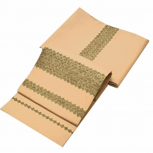 Vintage Japanese Obi | Sha-re Fukuro Obi | Brown Silk Tsumugi | Small Floral | Artist Signed | Otaiko | Excellent | Sustainable | ss1106b