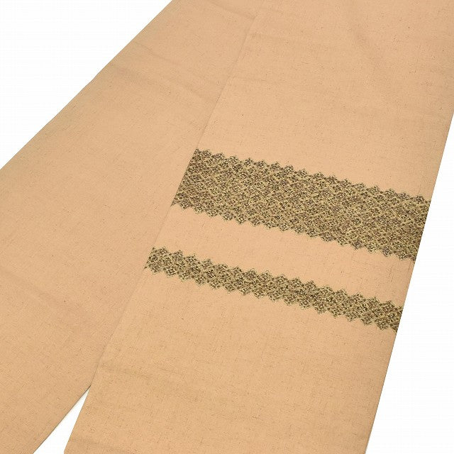 Vintage Japanese Obi | Sha-re Fukuro Obi | Brown Silk Tsumugi | Small Floral | Artist Signed | Otaiko | Excellent | Sustainable | ss1106b