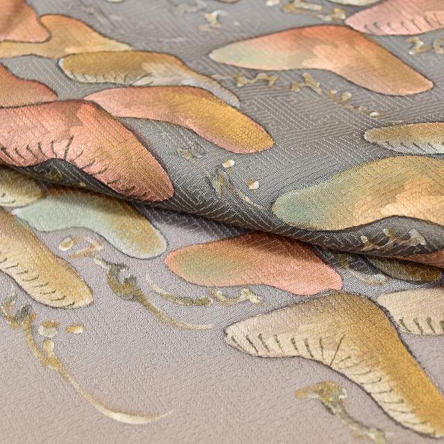Vintage Japanese Kimono | Houmongi | Gray Silk | Pine Pattern | Retro | Size M | Sustainable | ss1118b