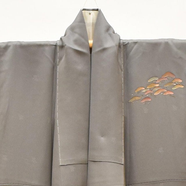 Vintage Japanese Kimono | Houmongi | Gray Silk | Pine Pattern | Retro | Size M | Sustainable | ss1118b