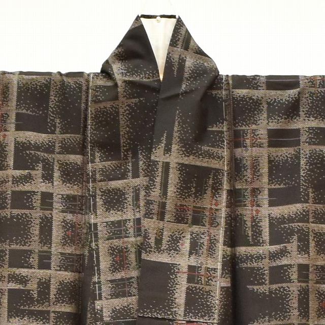 Vintage Japanese Kimono | Oshima Tsumugi | Brown Silk | Kasuri Lattice | Mud-dyed | 7-thread | Unused | Size M | Sustainable | ss1125b