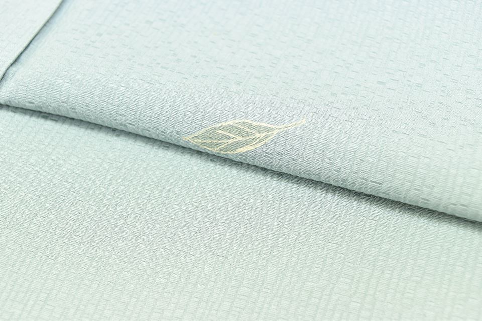 Vintage Japanese Kimono | Komon | Blue Green Silk Crepe | Ginkgo Pattern | Petite Size S | Sustainable | ss1149b