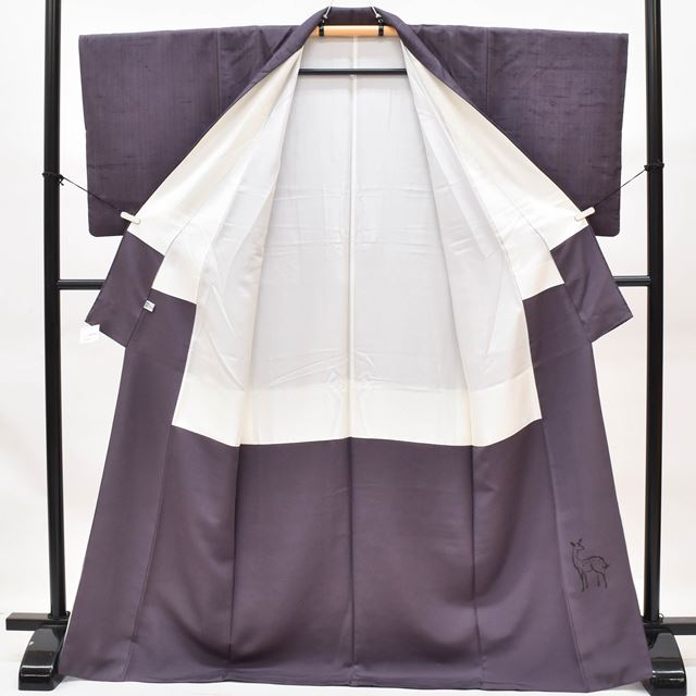 Vintage Japanese Kimono | Hakusan Tsumugi | Purple Silk | Deer Pattern | Size M | Sustainable | ss1151b