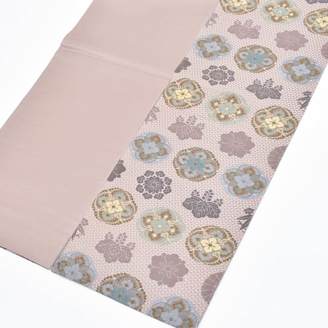 Vintage Japanese Obi | Fukuro Obi | Purple Gray Silk | Floral Paulownia Crest | Embroidery | Six-width | Excellent | Sustainable | ss1203b