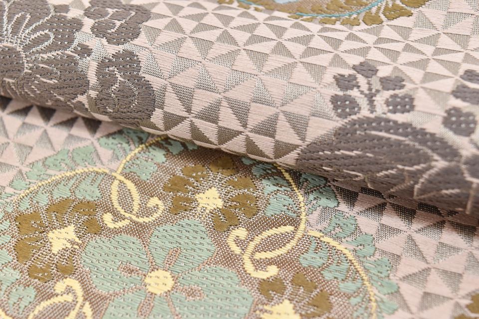 Vintage Japanese Obi | Fukuro Obi | Purple Gray Silk | Floral Paulownia Crest | Embroidery | Six-width | Excellent | Sustainable | ss1203b