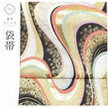 Vintage Japanese Obi | Fukuro Obi | Black Silk | Stream Floral | Hikihaku Gold Thread | Six-width | Formal | Sustainable | ss1206b