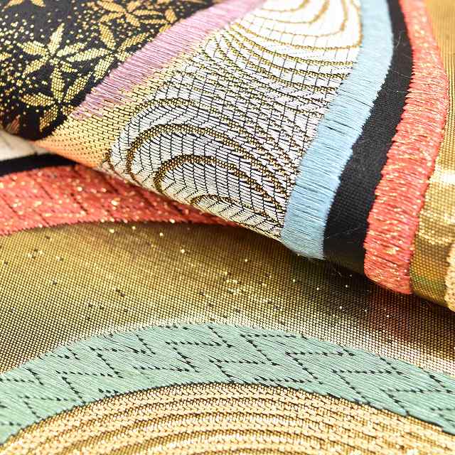 Vintage Japanese Obi | Fukuro Obi | Black Silk | Stream Floral | Hikihaku Gold Thread | Six-width | Formal | Sustainable | ss1206b