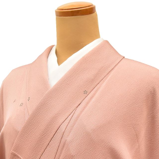 Vintage Japanese Kimono | Komon | Pink Silk Crepe | Small Floral | Yuzen Artist Kakimoto Ichiro | One Crest | Sustainable | ss1214b
