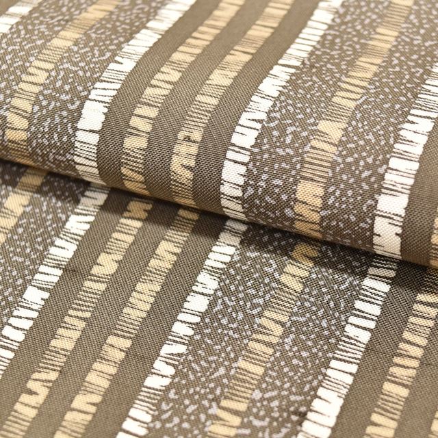 Vintage Japanese Kimono | Shidori Tsumugi | Brown Silk | Stripe | Kyo Yuzen | Traditional Craft Master Koito Satoshi | Sustainable | ss1239b