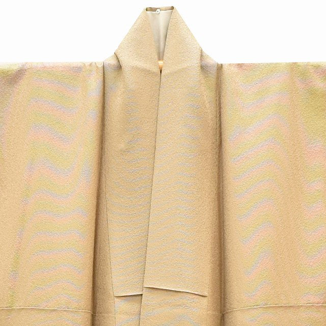 Vintage Japanese Kimono | Edo Komon | Brown Silk Fukure-ori | Masu-suji Stripe | One Crest | Sustainable | ss1257b