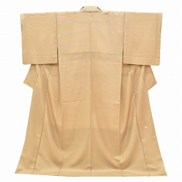 Vintage Japanese Kimono | Edo Komon | Brown Silk Fukure-ori | Masu-suji Stripe | One Crest | Sustainable | ss1257b
