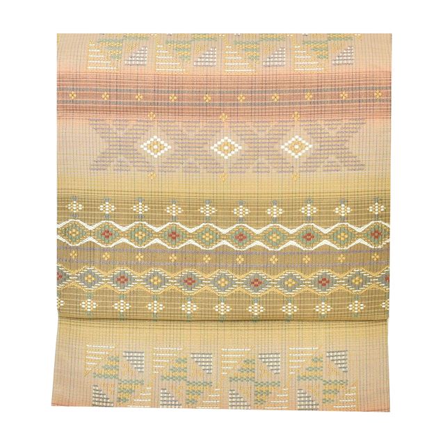 Vintage Japanese Obi | Sha-re Fukuro Obi | Brown Purple Silk Basho-ito | Diamond Yokowaku | Six-width | Sustainable | ss1362b
