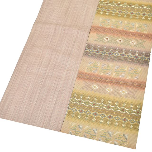 Vintage Japanese Obi | Sha-re Fukuro Obi | Brown Purple Silk Basho-ito | Diamond Yokowaku | Six-width | Sustainable | ss1362b