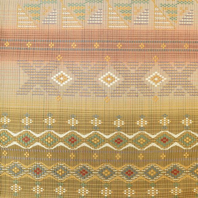Vintage Japanese Obi | Sha-re Fukuro Obi | Brown Purple Silk Basho-ito | Diamond Yokowaku | Six-width | Sustainable | ss1362b