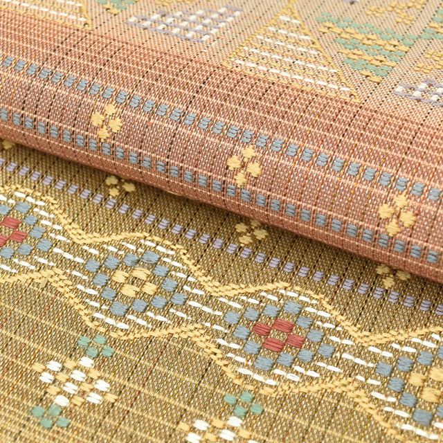 Vintage Japanese Obi | Sha-re Fukuro Obi | Brown Purple Silk Basho-ito | Diamond Yokowaku | Six-width | Sustainable | ss1362b