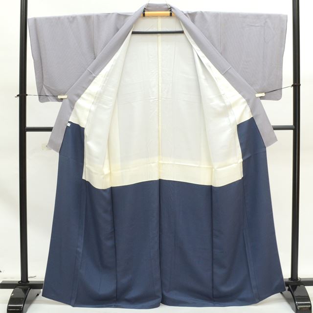 Vintage Japanese Kimono | Edo Komon | Purple Silk Crepe | Masu-suji Stripe | Petite Size S | Sustainable | ss1370b