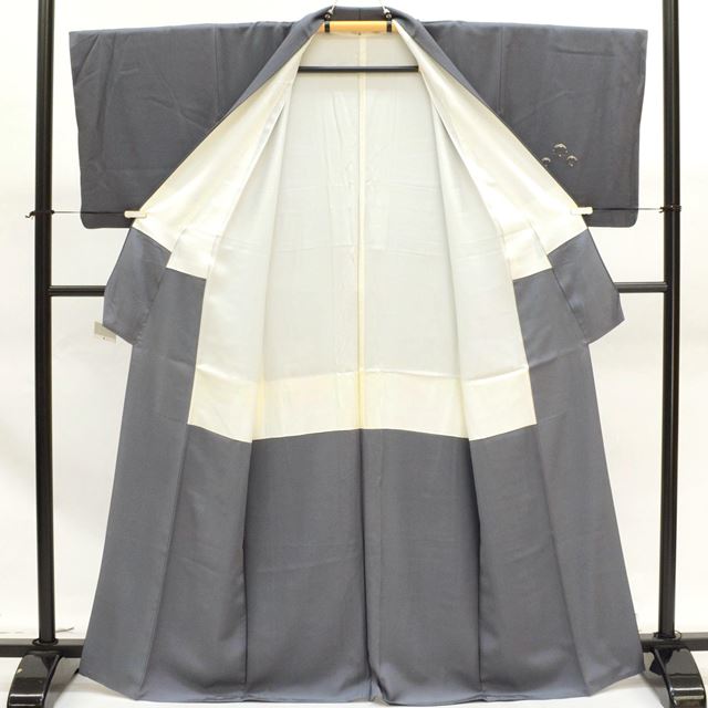 Vintage Japanese Kimono | Tsukesage | Gray Silk | Droplet Sakura Pattern | Artist Signed | Size M | Sustainable | ss1372b