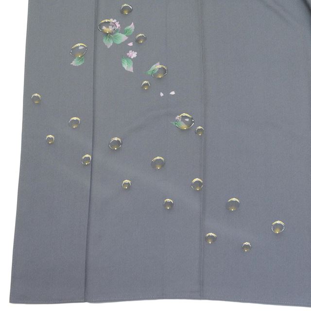 Vintage Japanese Kimono | Tsukesage | Gray Silk | Droplet Sakura Pattern | Artist Signed | Size M | Sustainable | ss1372b