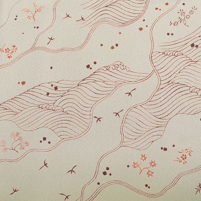 Vintage Japanese Kimono | Komon | Gray Silk Crepe | Botanical Pattern | Size L | Sustainable | ss1373b