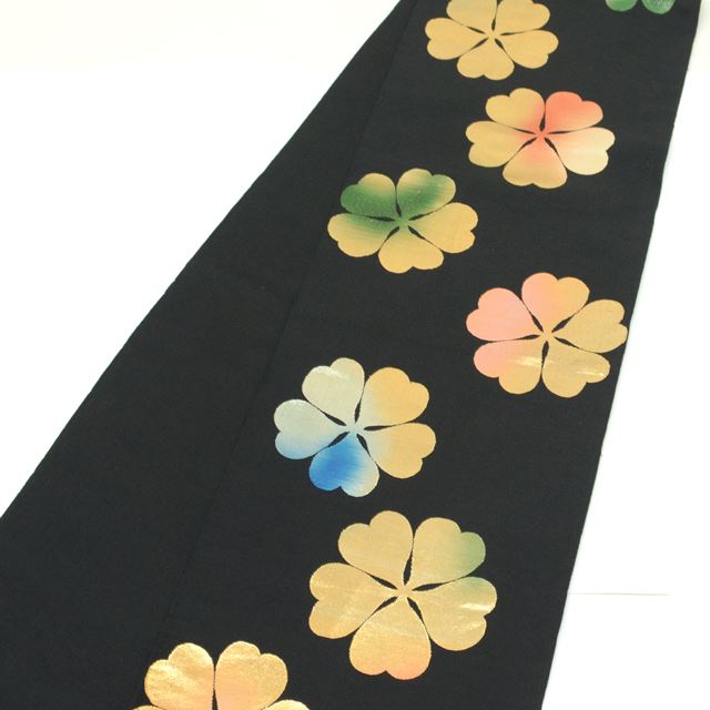 Vintage Japanese Kimono | Furisode Full Set | Green Silk | Sakura Moon Pattern | With Fukuro Obi & Accessories | Sustainable | ss1389b