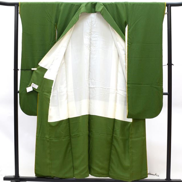 Vintage Japanese Kimono | Furisode Full Set | Green Silk | Sakura Moon Pattern | With Fukuro Obi & Accessories | Sustainable | ss1389b