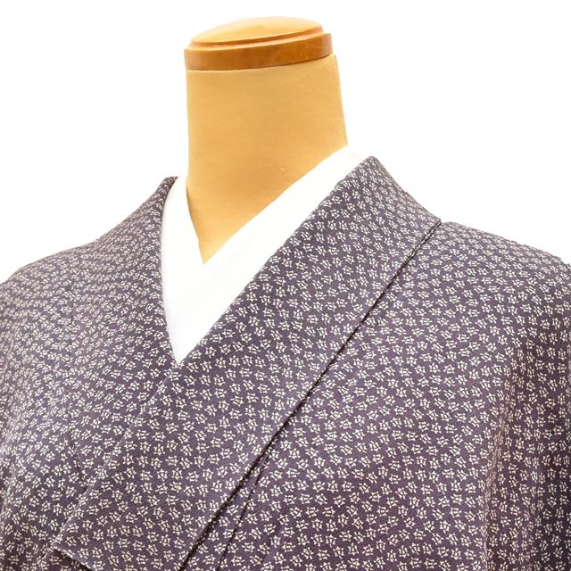 Vintage Japanese Kimono | Komon | Purple Silk Crepe | Thread Spool Pattern | Artist Signed | Petite Size S | Sustainable | ss1392b