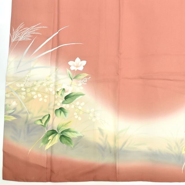 Vintage Japanese Kimono | Houmongi | Brown Silk | Autumn Floral | Yuzen Artist Adachi Kasei | Artist Signed | Sustainable | ss1396b