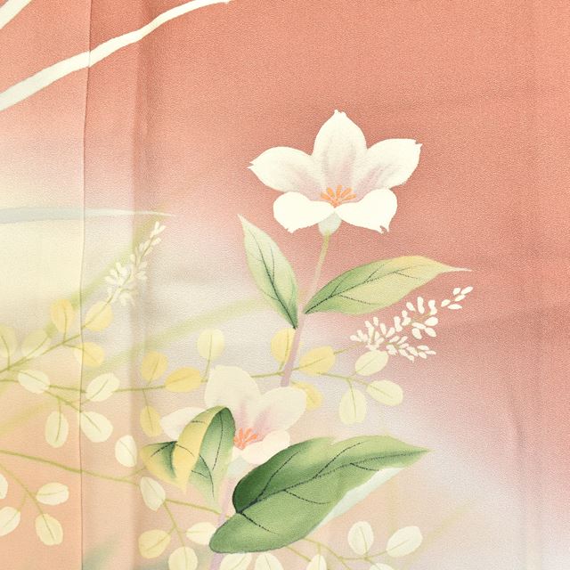 Vintage Japanese Kimono | Houmongi | Brown Silk | Autumn Floral | Yuzen Artist Adachi Kasei | Artist Signed | Sustainable | ss1396b
