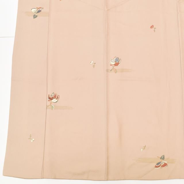 Vintage Japanese Kimono | Komon | Brown Silk Crepe | Floral Pattern | Size M | Sustainable | ss1409b