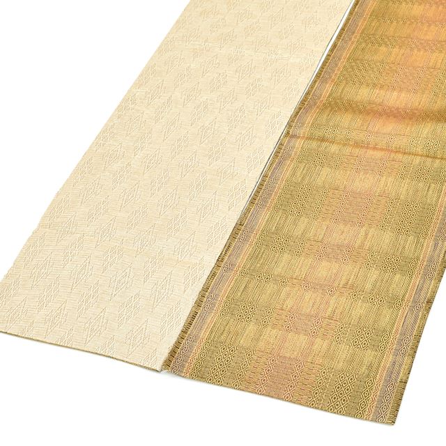 Vintage Japanese Obi | Fukuro Obi | Gold Silk | Stripe Diamond | Nishijin | Full-length | Certified | Unused | Sustainable | ss1432b