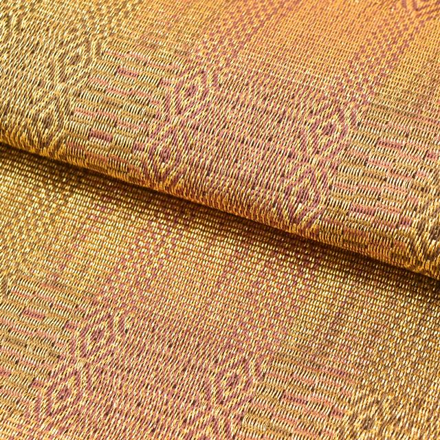 Vintage Japanese Obi | Fukuro Obi | Gold Silk | Stripe Diamond | Nishijin | Full-length | Certified | Unused | Sustainable | ss1432b