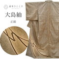 Vintage Japanese Kimono | Dyed Oshima Tsumugi | Brown Silk | Noshi Pattern | Excellent | Size M | Sustainable | ss1465b