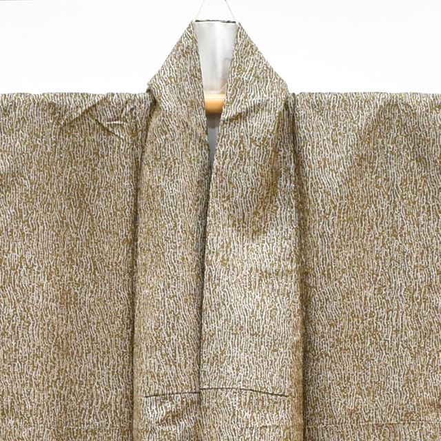 Vintage Japanese Kimono | Dyed Oshima Tsumugi | Brown Silk | Noshi Pattern | Excellent | Size M | Sustainable | ss1465b