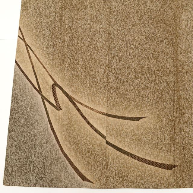 Vintage Japanese Kimono | Dyed Oshima Tsumugi | Brown Silk | Noshi Pattern | Excellent | Size M | Sustainable | ss1465b