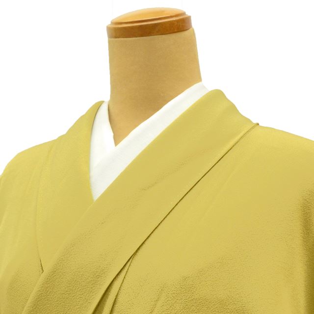 Vintage Japanese Kimono | Iro-Muji | Green Silk Crepe | One Crest | Excellent | Size L | Sustainable | ss1490b
