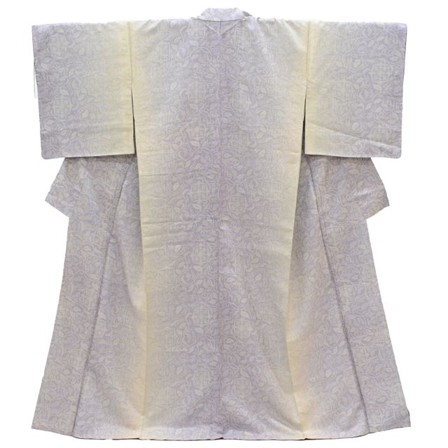 Vintage Japanese Kimono | Tsumugi | White Purple Silk | Grape Pattern | Excellent | Size M | Sustainable | ss1542b