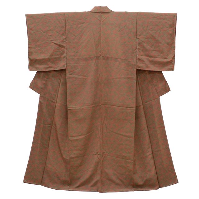 Vintage Japanese Kimono | Komon | Brown Silk Crepe | Umbrella Pattern | Unused | Petite Size S | Sustainable | ss1545b