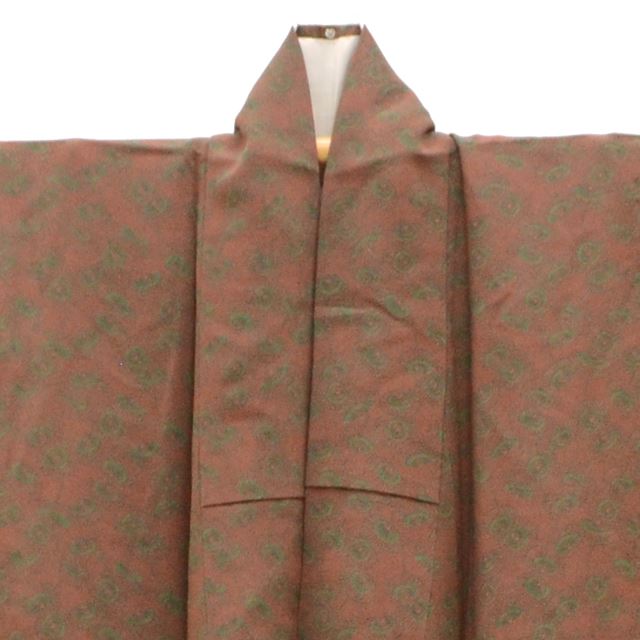 Vintage Japanese Kimono | Komon | Brown Silk Crepe | Umbrella Pattern | Unused | Petite Size S | Sustainable | ss1545b