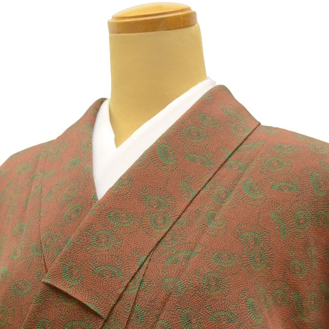 Vintage Japanese Kimono | Komon | Brown Silk Crepe | Umbrella Pattern | Unused | Petite Size S | Sustainable | ss1545b