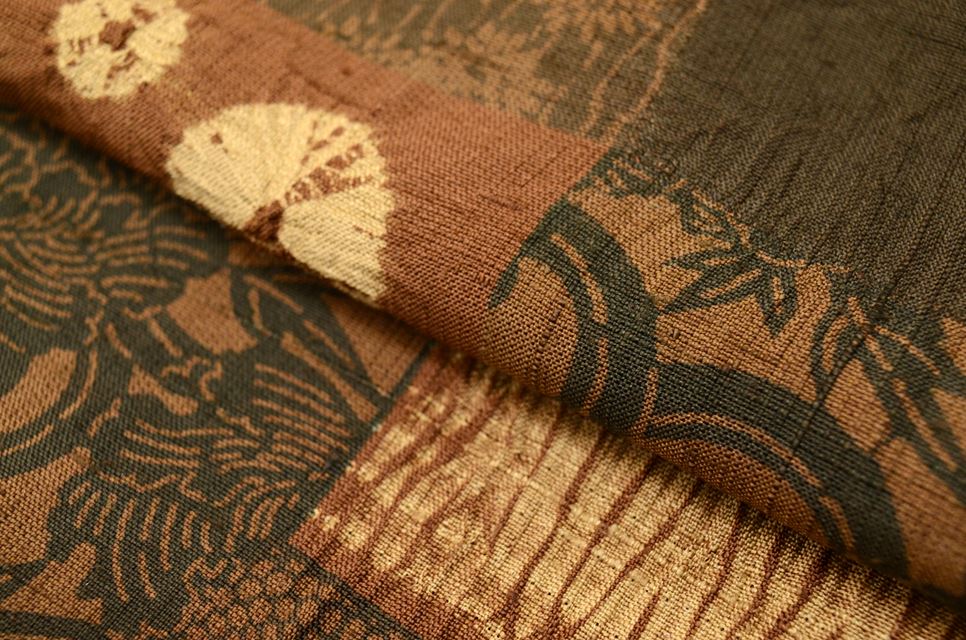 Vintage Japanese Kimono | Mawata Tsumugi | Brown Silk | Floral | Yoshizawa Yoichi 7th Gen Craft Master | Sustainable | ssc0060a20