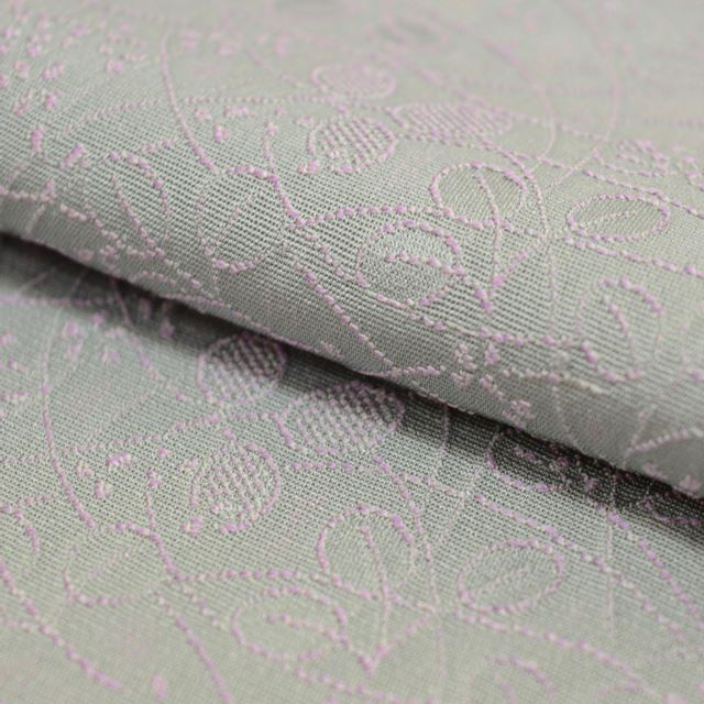 [Used] Komon (small patterned) recycled kimono, pure silk, sleeve length 66.5cm (26.2in), body length 160.0cm (63.0in), size M, gray, floral pattern, with signature, crest, high quality, lined, semi-formal, spring, summer, autumn, winter, ready-made. 