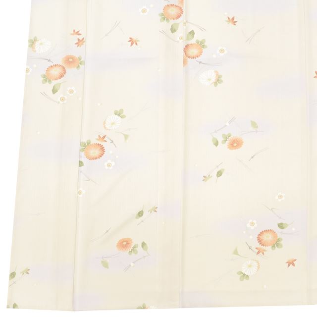 Recycled Kimono, Komon (small patterned kimono), Unlined, Synthetic Fiber, Ready-made, Sleeve Length 67.7cm (26.7in), Body Length 165.0cm (65.0in), Size L, Beige, Chrysanthemum and Plant Pattern, Washable Kimono, tt0163b [Used] [r26] 