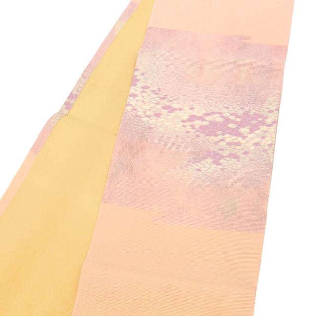 Recycled Nagoya obi (summer obi), pure silk, 9-inch width, ready-made, pinkish color, botanical pattern, ro weave, taiko pattern, silver thread, tt0533b [Kimono, used obi, recycled, furisode, yukata, hakama, Japanese clothing, vintage clothing] [Used] 