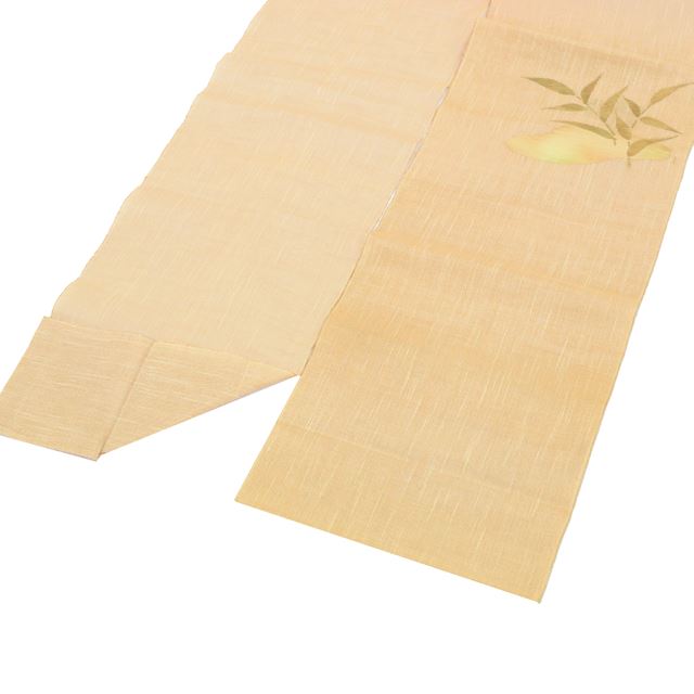 Recycled Nagoya obi (summer obi), linen, 8-inch width, ready-made, brown tones, plant pattern, sheer fabric, taiko knot pattern, Tsumugi silk, tt0537b [Kimono, used obi, recycled, furisode, yukata, hakama, Japanese clothing, vintage clothing] [Used] 