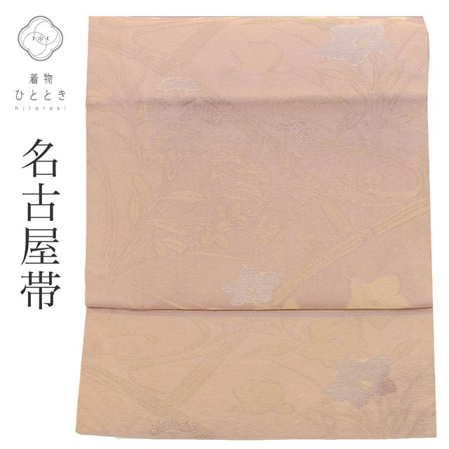 リサイクル 名古屋帯 夏 夏帯 正絹 九寸 仕立て上がり 紫色系 流水 草花文様 紗 六通柄 銀糸 tt0539b [ 着物 中古 帯 リサイクル 振袖 浴衣 袴 和服 古着 ] 【中古】